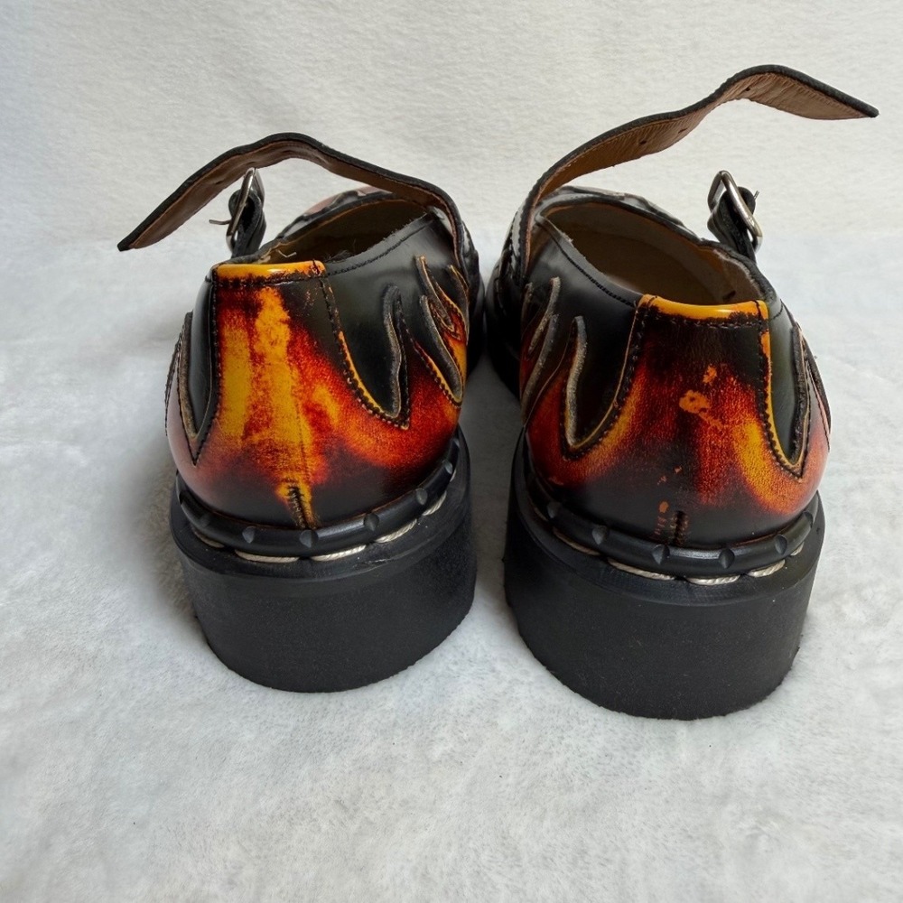 Tredair Mary Jane Flats Size 8 Women Black Flame Leather Alt Grunge Punk England - Picture 12 of 16